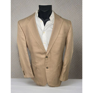 Jos A Bank Men’s 42L Tan Silk/Camel Hair Two Button Jacket Blazer Sports Coat